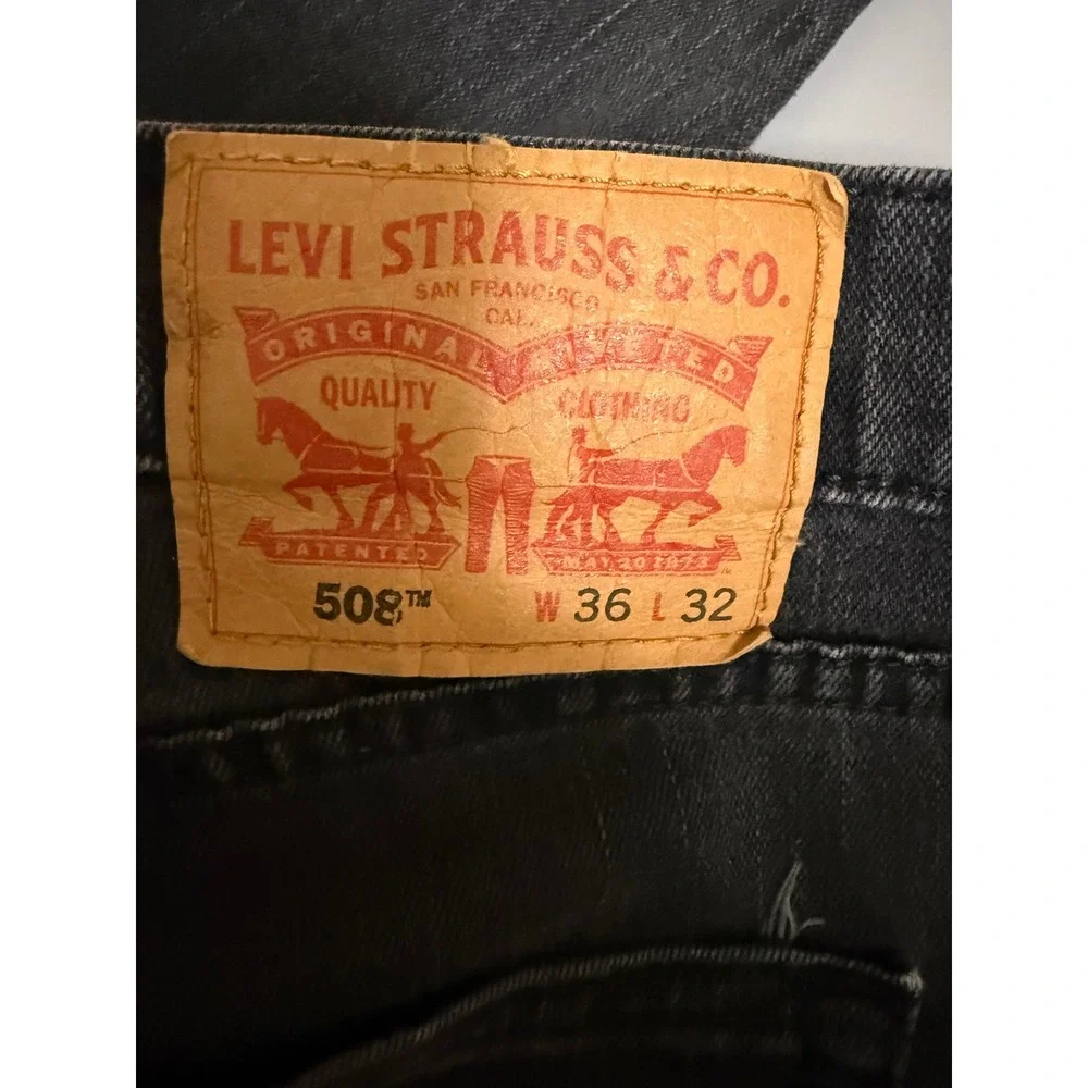 Levi's 508 Regular Taper Jeans Mens 36x32 Faded Black Denim Pants